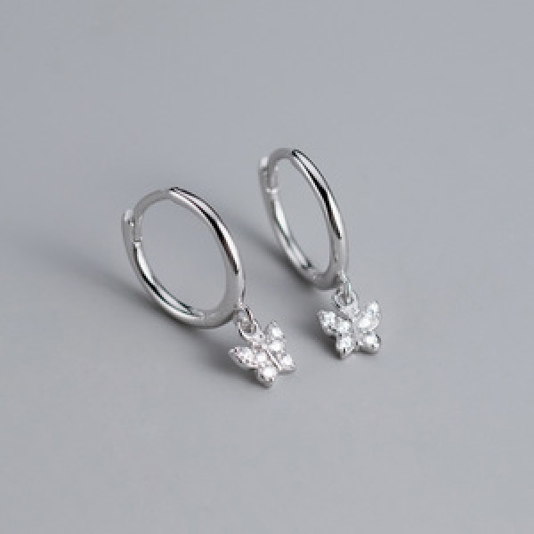 A43461 s925 sterling silver rhinestone butterfly sweet fashion elegant earrings