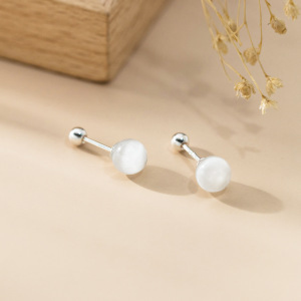 A46225 silver sweet artificial cateye stud earrings