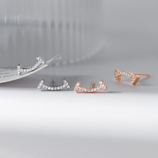A43237 s925 sterling silver smile stud fashion rhinestone earrings