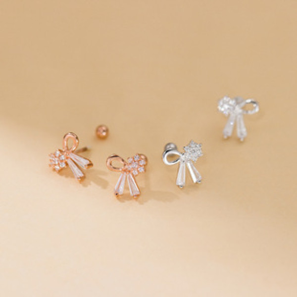 A43389 s925 sterling silver rhinestone butterfly stud sweet earrings