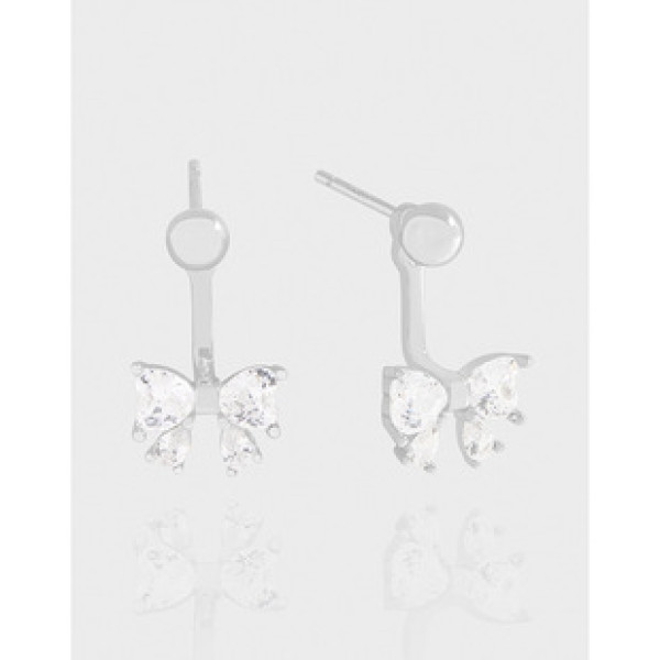 A42816 design cubic zirconia butterfly stud sterling silver s925 earrings
