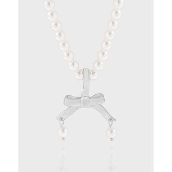 A42410 design butterfly pearl sterling silver s925 necklace