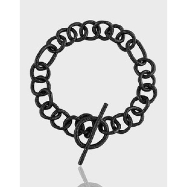 A39849 minimalist unique grade geometric chain bar s925 sterling silver charm bracelet