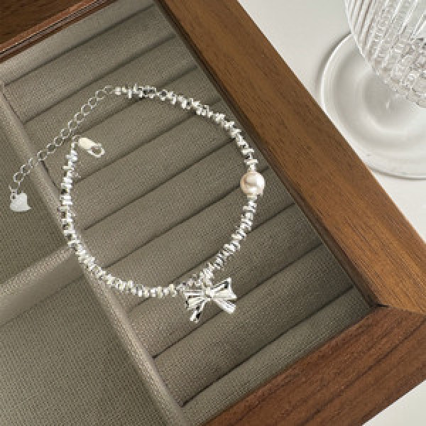 A44259 s925 sterling silver simple butterfly charm trendy bracelet