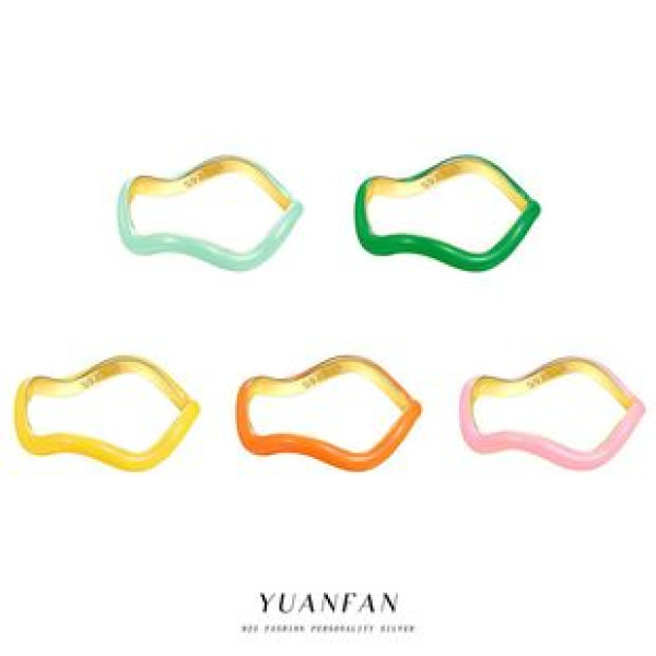 A43036 s925 sterling silver design colorful fashion simple weave ring