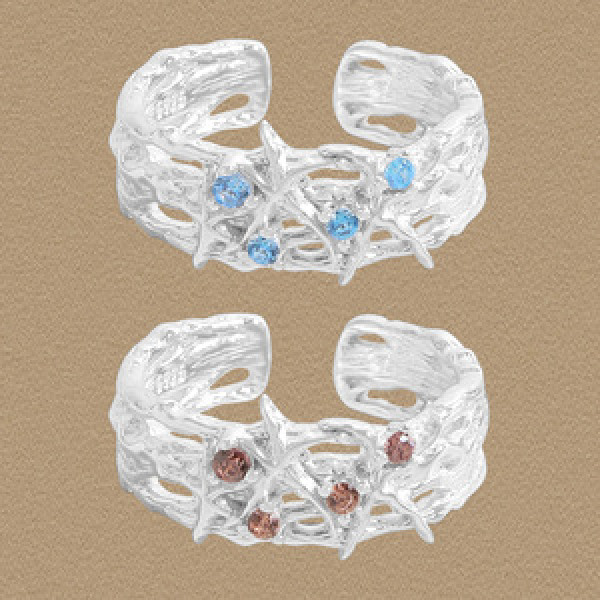 A45669 starfish sterling silver s925 gemstone ring