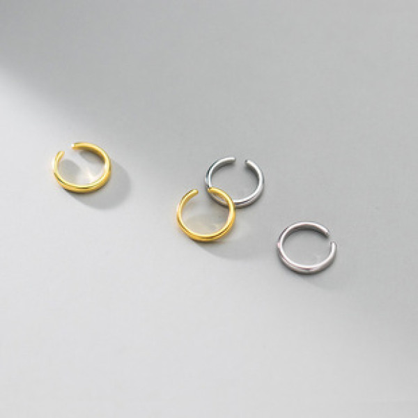 A40601 s925 silver clipon trendy cute circle piercing earrings