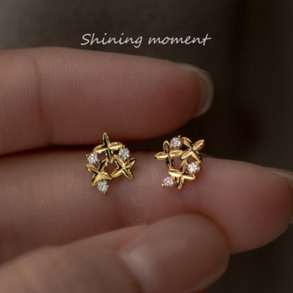 A39231 s925 sterling silver flower grade earrings