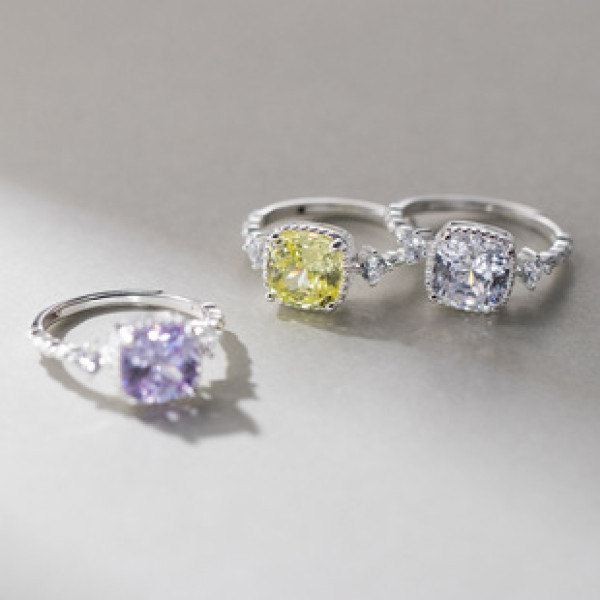 A42753 s925 sterling silver square rhinestone fashion ring
