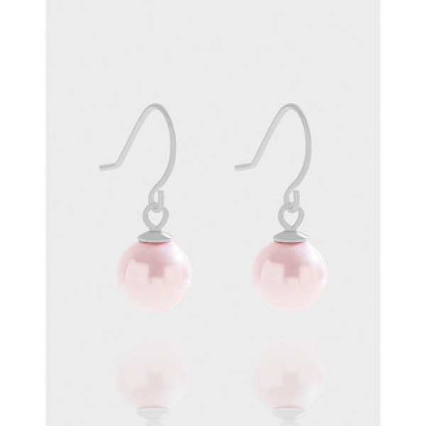 A42624 design pink pearl dangle sterling silver s925 stud earrings