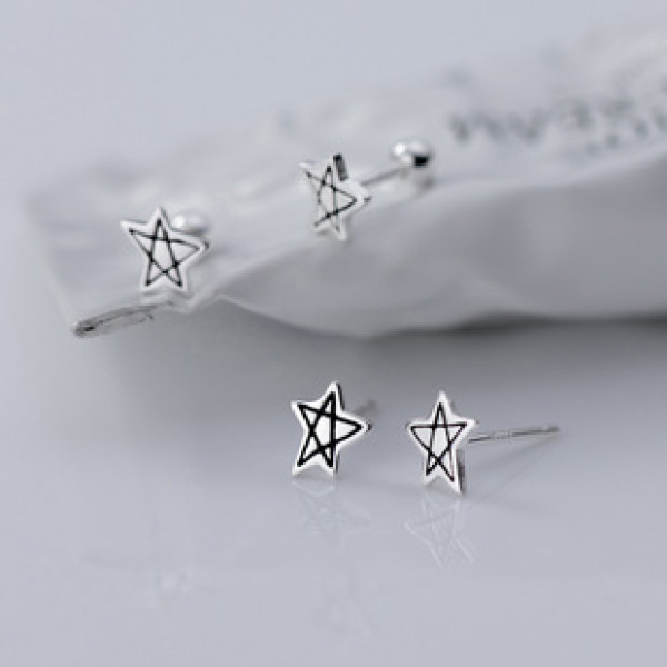 A41345 s925 sterling silver simple bar stud elegant cute earrings