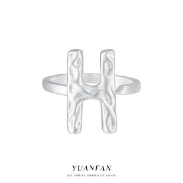 A43419 sterling silver initial unique fashion gold metal geometric ring