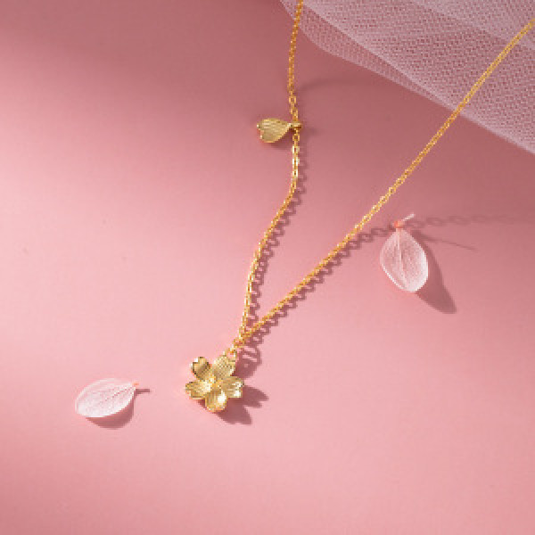 A44422 silver trendy sweet flower floral necklace