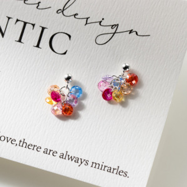 A44521 s925 sterling silver trendy elegant colorful cubic zirconia stud earrings