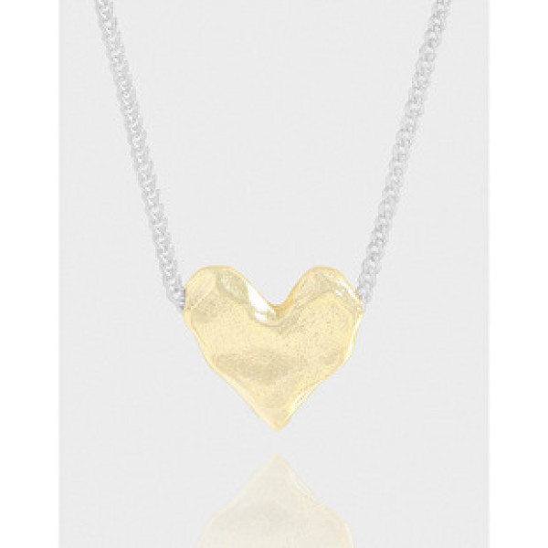 A42619 design wrinkled heart sterling silver s925 necklace
