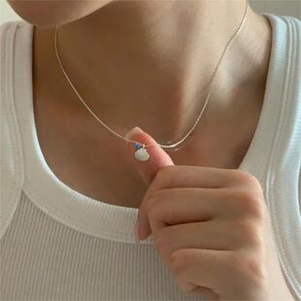 A41036 sterling silver shell simple necklace