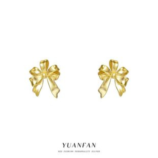 A42594 sterling silver butterfly stud elegant fashion gold metal earrings