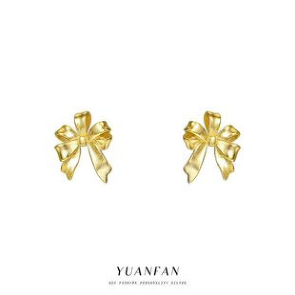 A42594 sterling silver butterfly stud elegant fashion gold metal earrings