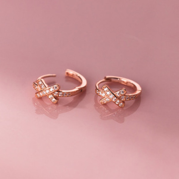 A38288 s925 sterling silver simple rhinestone sweet elegant earrings