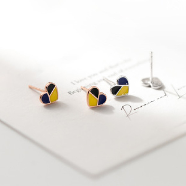 A42888 s925 silver stud fashion colorful heart sweet earrings