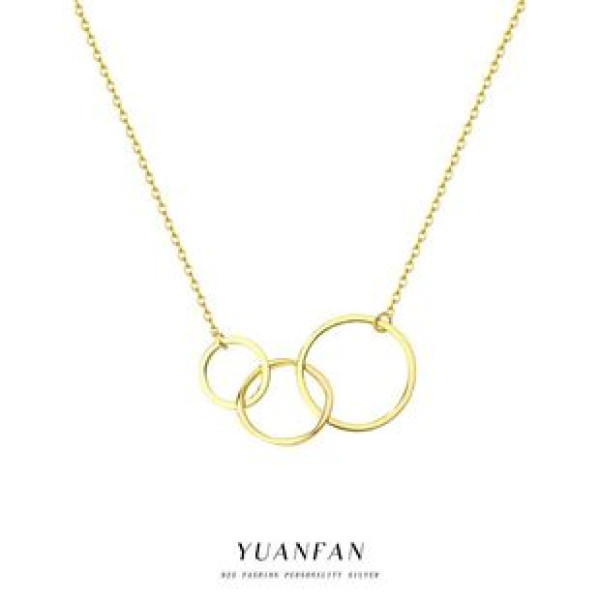 A43040 s925 sterling silver simple fashion circle geometric necklace