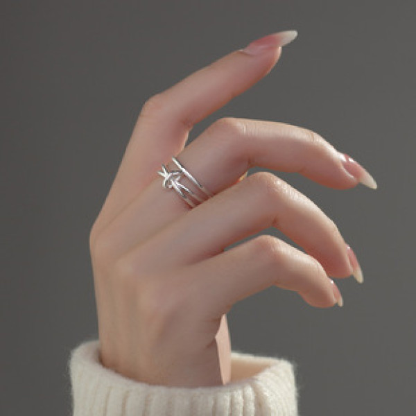 A38383 s925 sterling silver rope multilayer layered grade ring