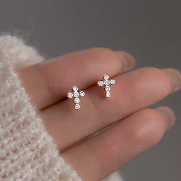 A43467 s925 sterling silver rhinestone stud trendy earrings