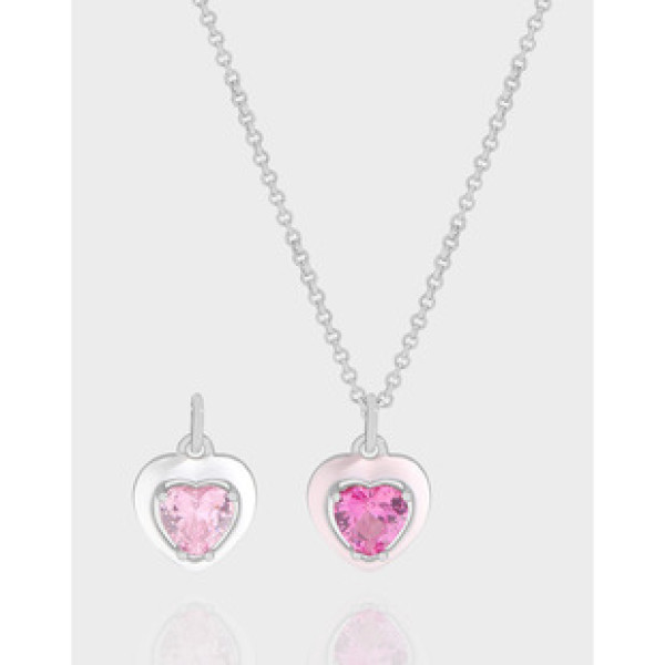 A41477 design heart glazed cubic zirconia sterling silver s925 necklace