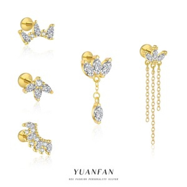 A45693 s925 sterling silver cubic zirconia fringe trendy stud fashion earrings