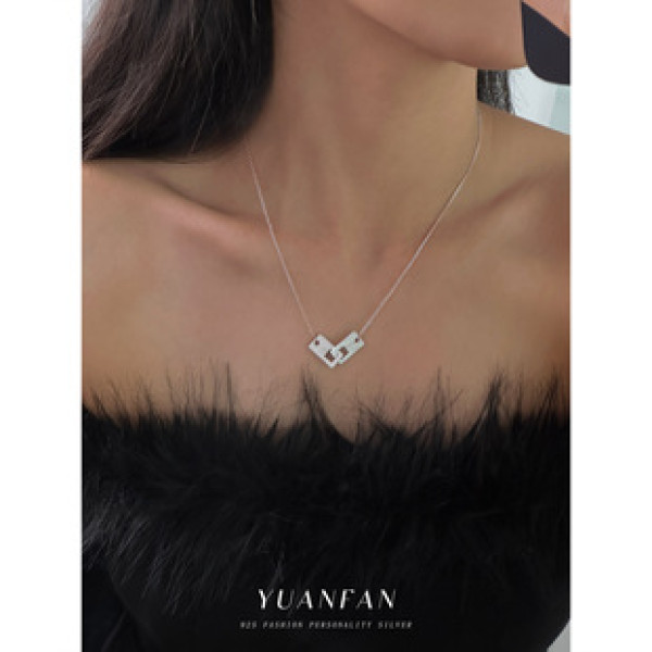 A43025 s925 sterling silver unique square pendant design necklace