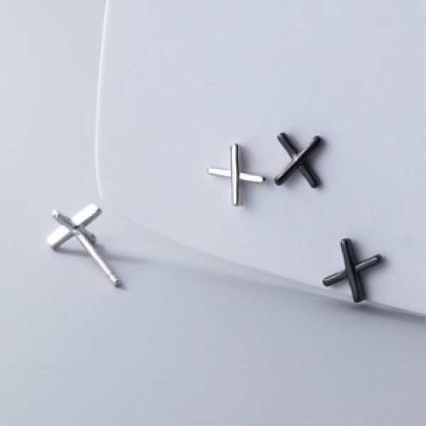 A43327 s925 silver simple stud bar cute earrings