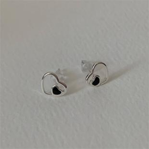 A39901 sterling silver heart stud simple elegant earrings