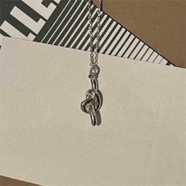 A39423 sterling silver twist simple necklace