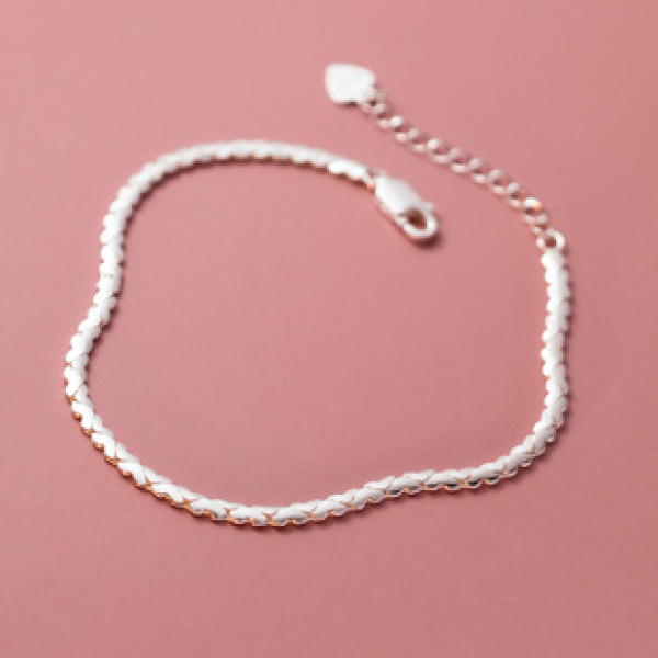A39479 s925 sterling silver heart charm design sweet trendy bracelet