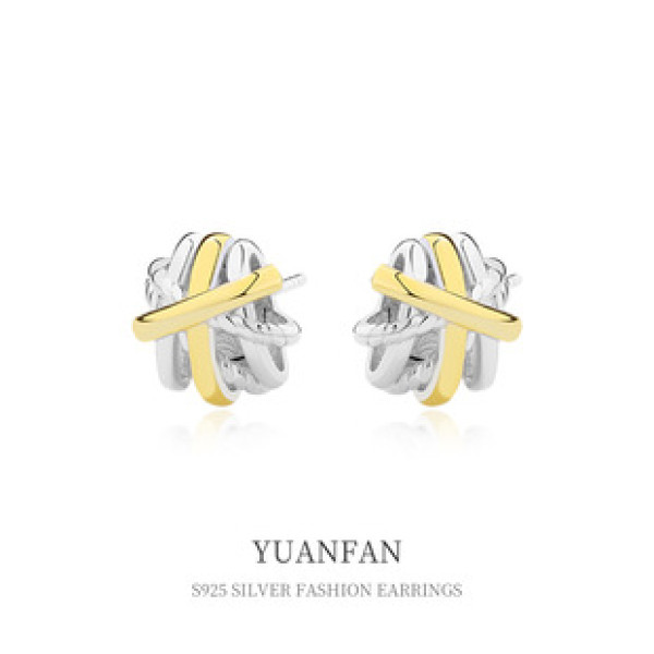 A39353 sterling silver geometric bar stud unique earrings