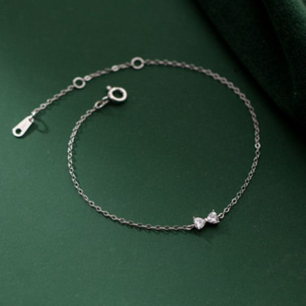 A38098 s925 sterling silver rhinestone butterfly charm elegant bracelet