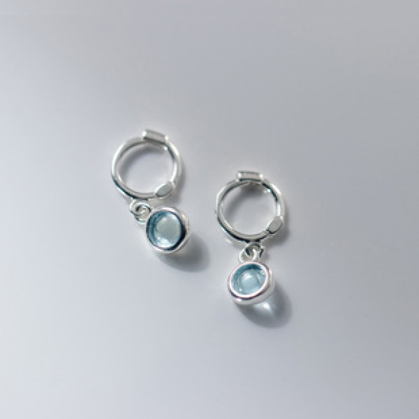 A41712 s925 sterling silver simple circle artificial crystal elegant sweet earrings