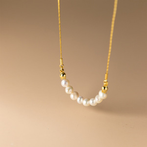 A45409 s925 silver pearl elegant short necklace