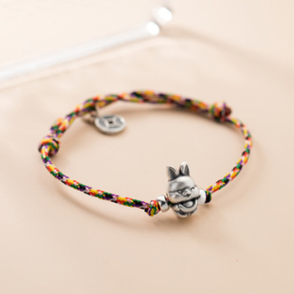 A37448 s925 silver rabbit copper braided charm elegant design bracelet