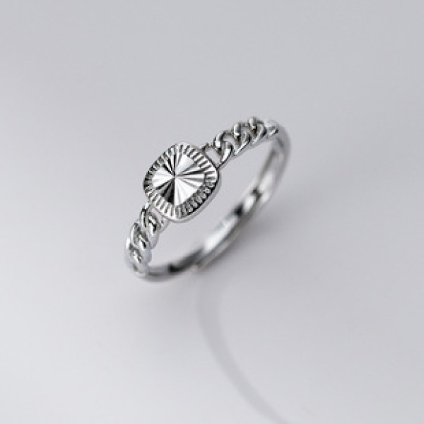 A42762 s925 sterling silver simple unique fashion square ring
