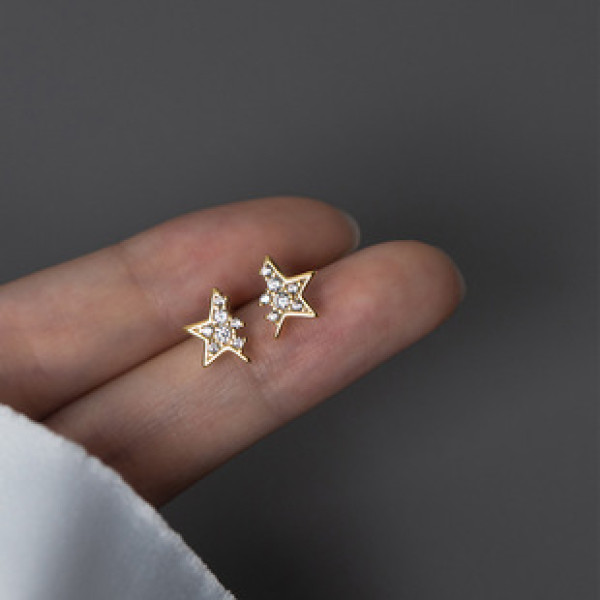 A42180 s925 sterling silver sparkling rhinestone stud design elegant unique stars earrings