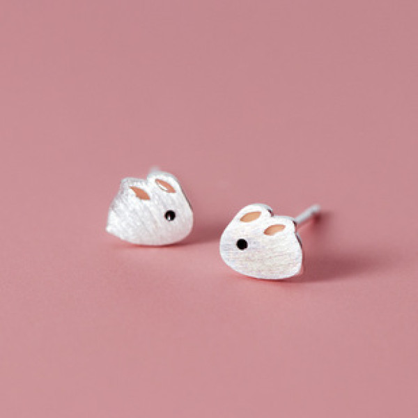 A41442 s925 sterling silver rabbit stud simple cute design earrings