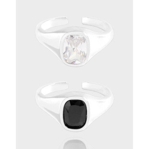 A41447 design square cubic zirconia adjustable sterling silver s925 ring