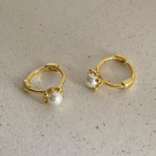 A43840 sterling silver pearl stud simple elegant earrings