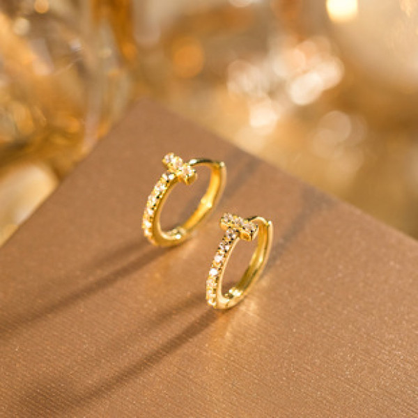 A39136 s925 silver rhinestone trendy sweet cute earrings