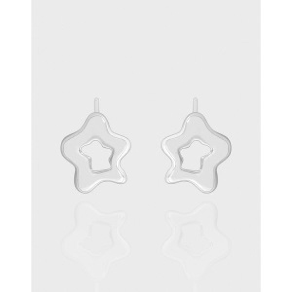 A43962 hollowed stars stud sterling silver s925 earrings