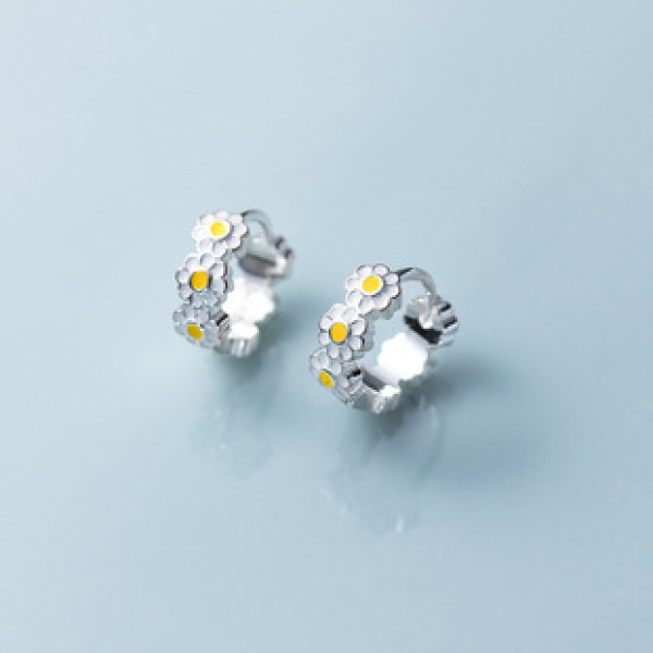A39469 s925 sterling silver daisy trendy elegant earrings