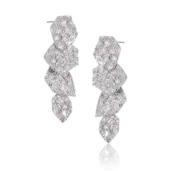 A43591 geometric plate stud s925 sterling silver quality fringe earrings