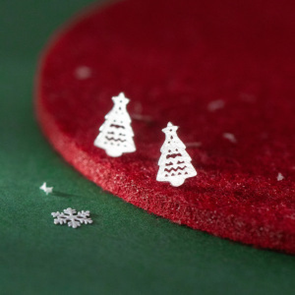 A44816 s925 sterling silver tree stud christmas earrings