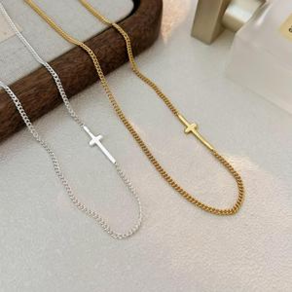 A43722 simple handmade sterling silver minimalist necklace